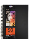 Zieler® A4 Spiral Bound Hardback Mixed Media Sketchbook (Portrait), 150gsm, 50 sheets