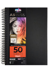 Zieler® A5 Spiral Bound Hardback Mixed Media Sketchbook (Portrait), 150gsm, 50 sheets