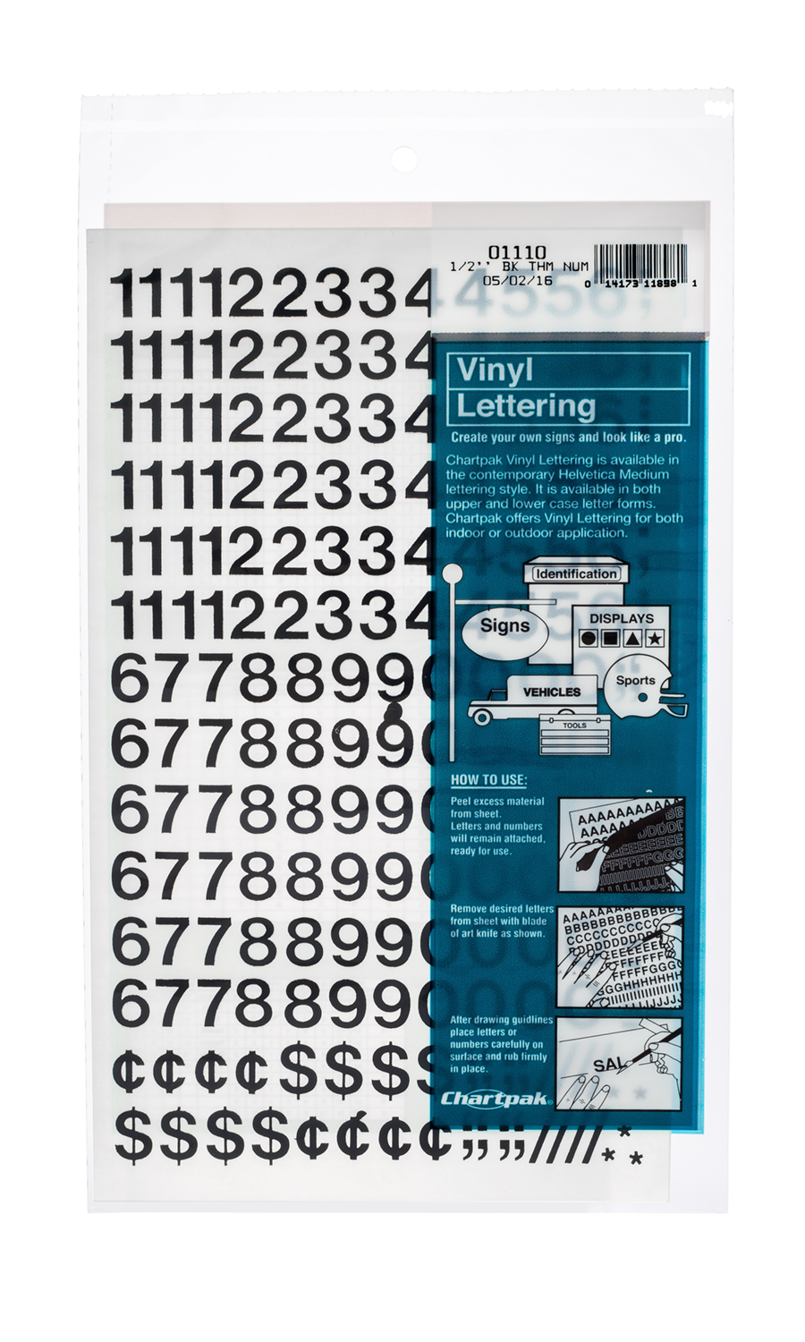 Chartpak 1/2" Black Vinyl Numbers Chartpak Factory Store
