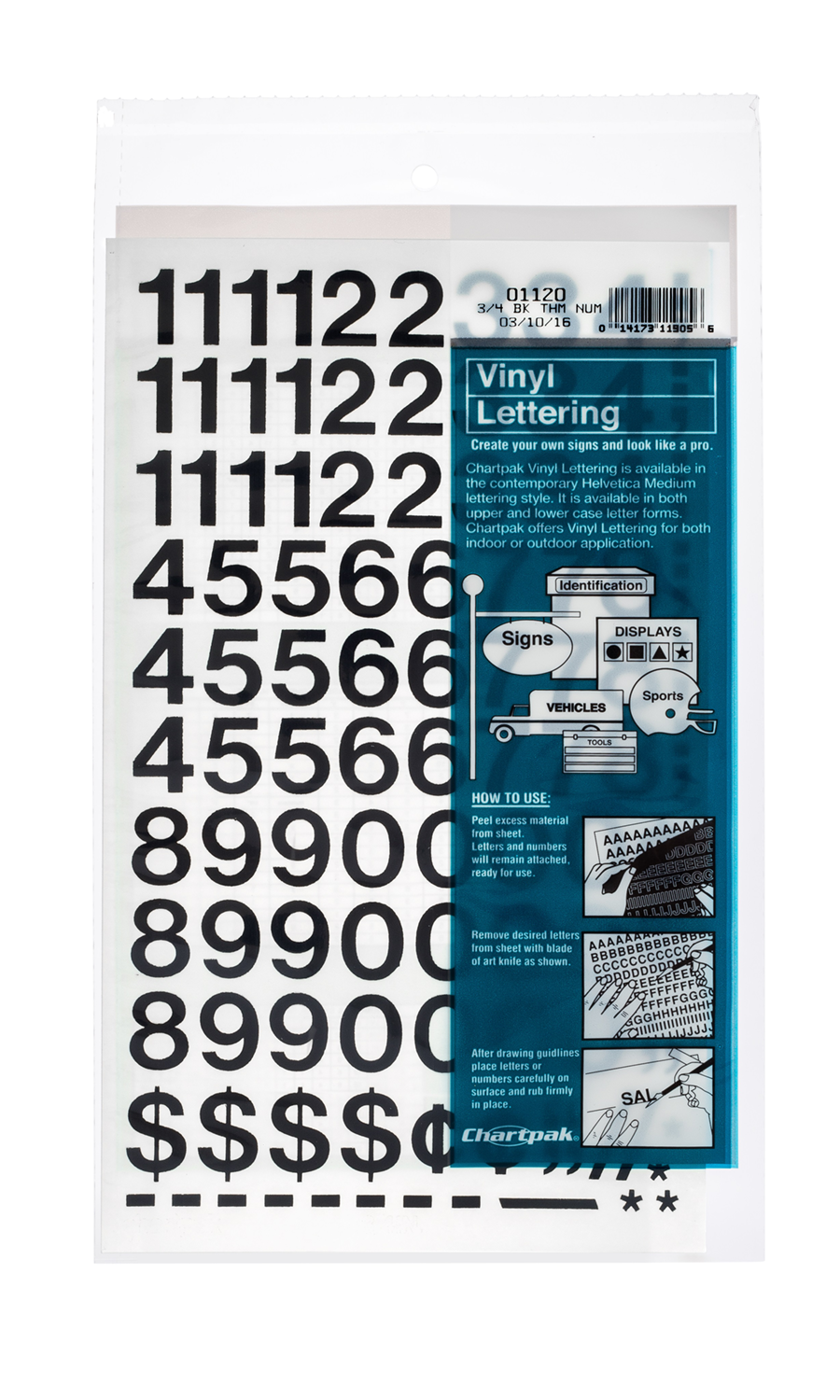 Chartpak 3/4" Black Vinyl Numbers Chartpak Factory Store