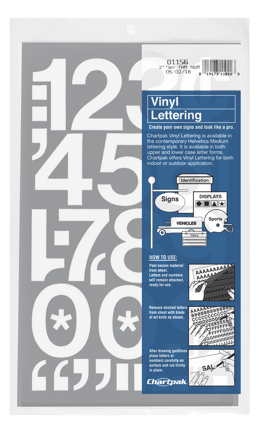 Chartpak 2" White Vinyl Numbers Chartpak Factory Store