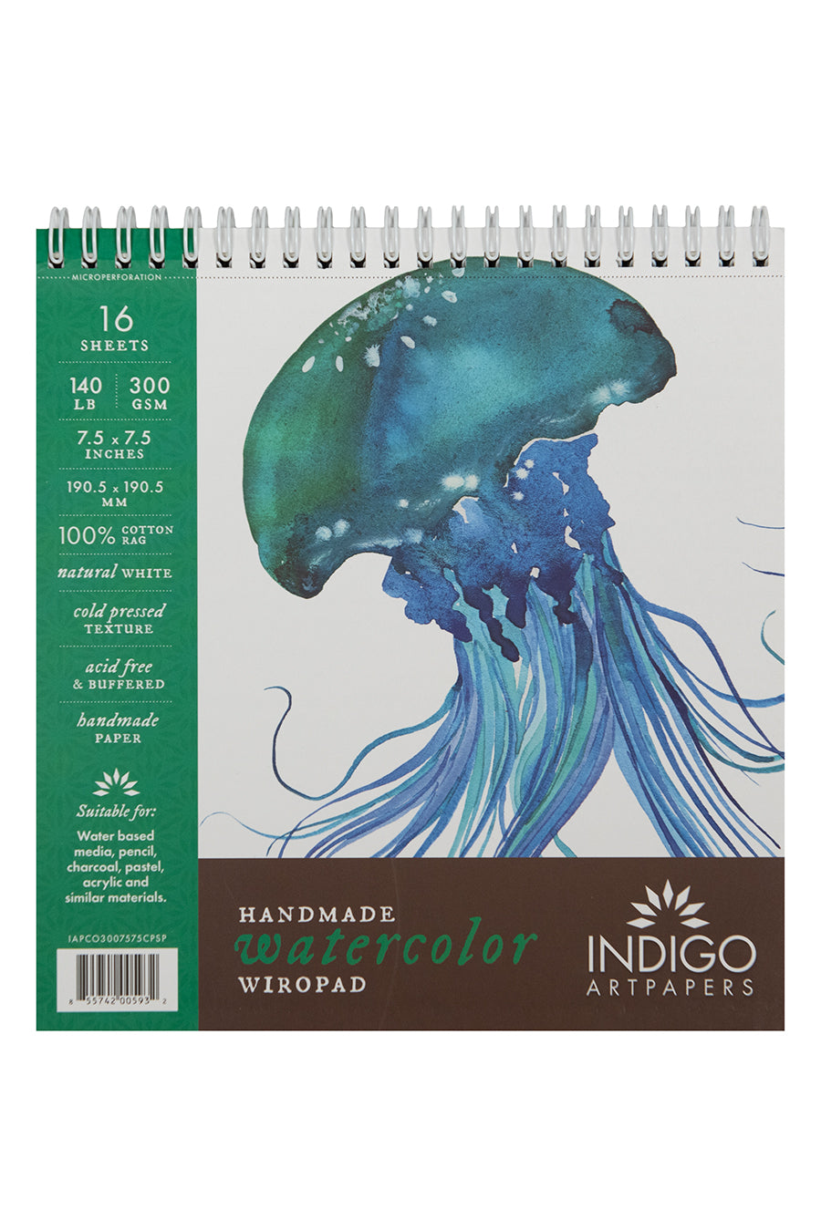 Indigo Art Papers 100% Cotton Wire-O Watercolor Pad, 300GSM