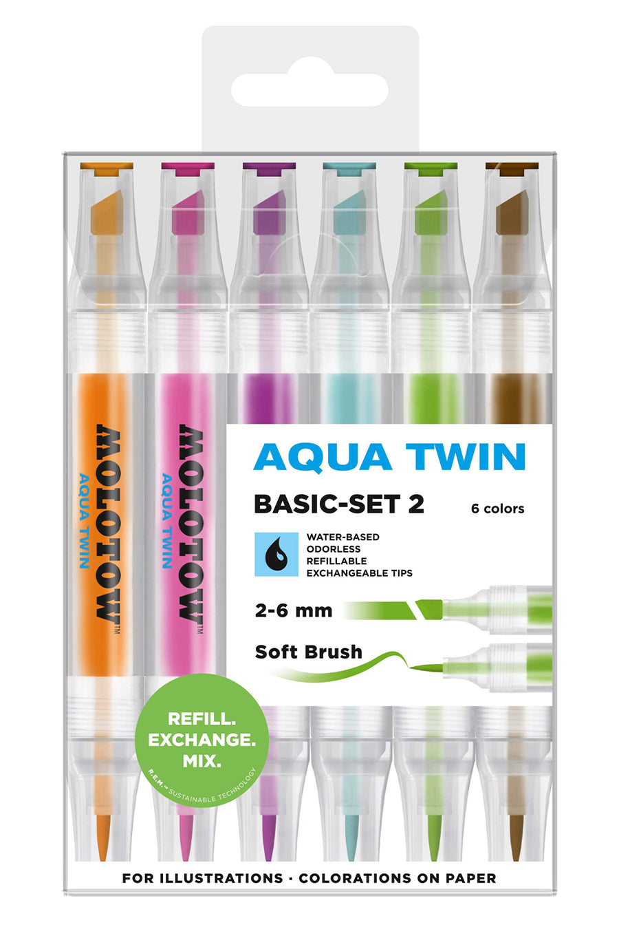 Aqua Twin Marker 6pc Basic Set 2