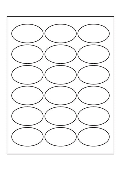 Laser/ Ink Jet Glossy White Oval Labels, 2" x 3-1/2", 18/Sheet, 180 Labels/Pk