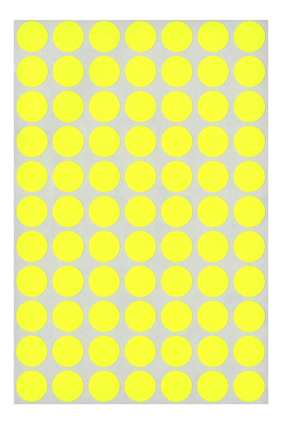 1/2" Dia. Color Coding Labels, Yellow Neon, 800/Bx