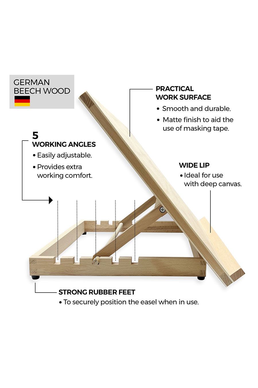 A3 Wooden Table Top Easel with 5 Adjustable Angles