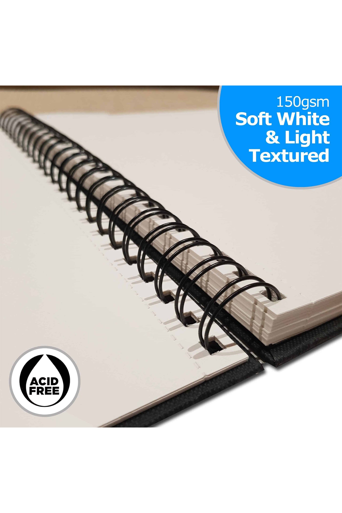 Zieler® A5 Spiral Bound Hardback Mixed Media Sketchbook (Portrait), 150gsm, 50 sheets