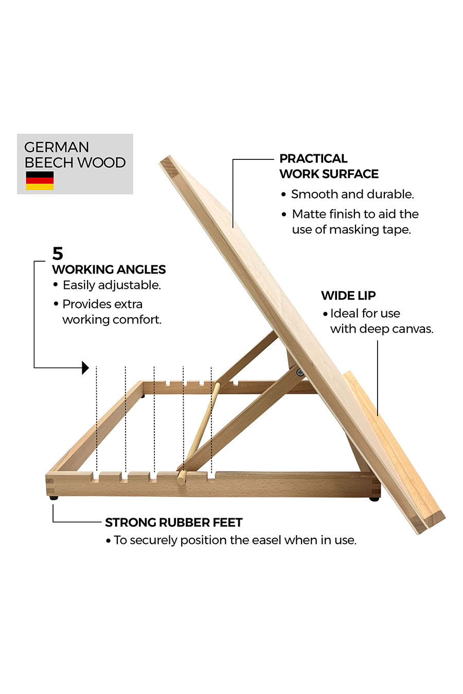 A2 Wooden Table Top Easel with 5 Adjustable Angles