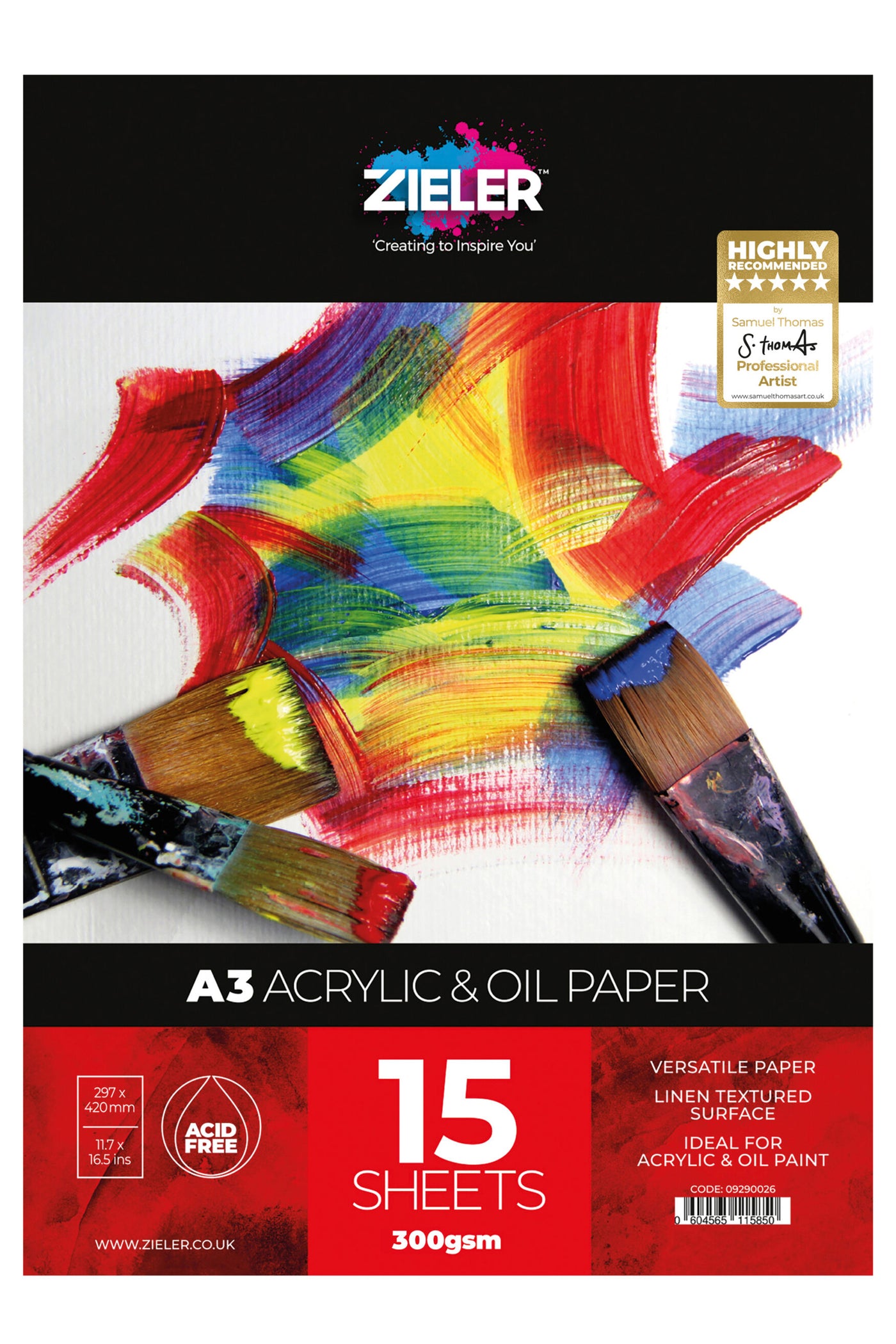 A3 Bound Acrylic & Oil Pad Textured 300gsm, 15 sheets