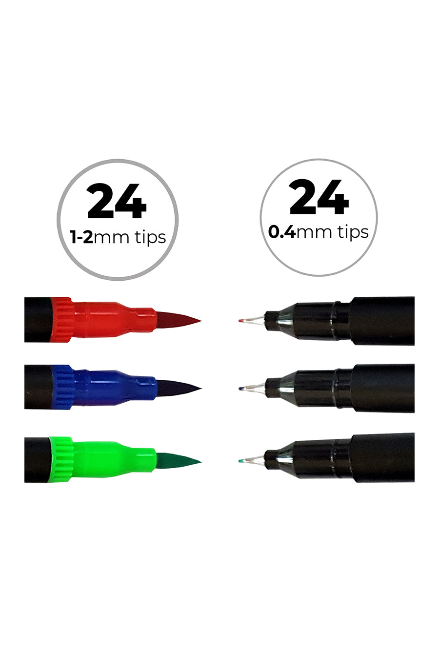 Zieler® Fineliner Pens / Brush Pens (Duo Tip, set of 24)