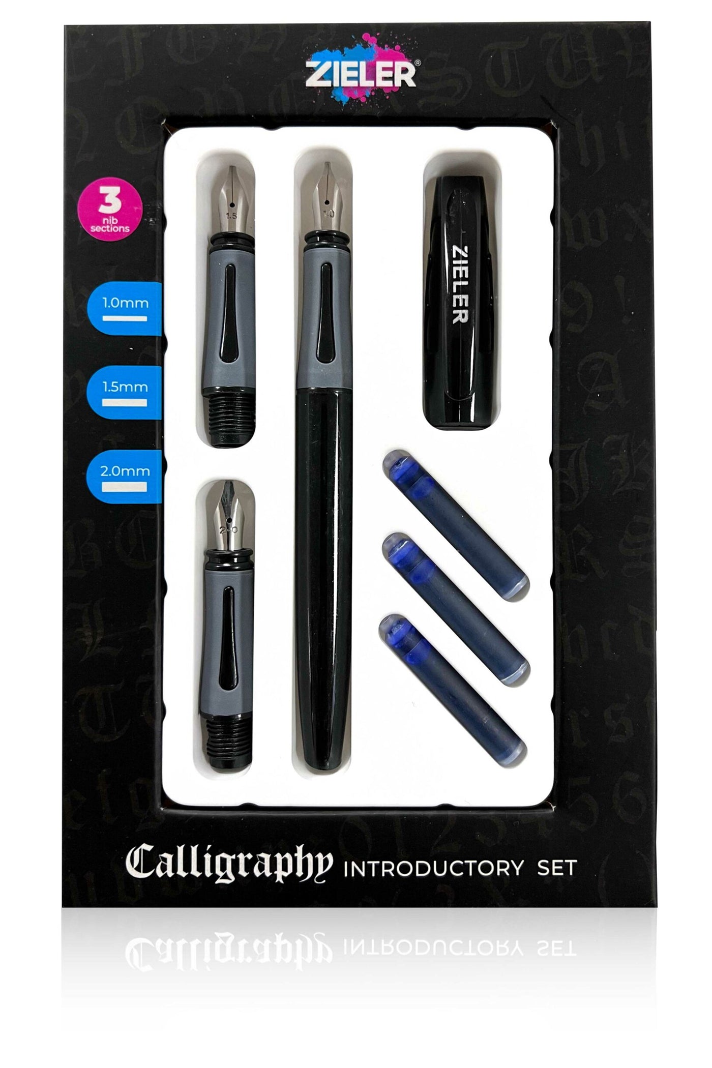 Zieler® Introductory Calligraphy Pen Set, 3 Nibs & 1 Pen with Cartridges