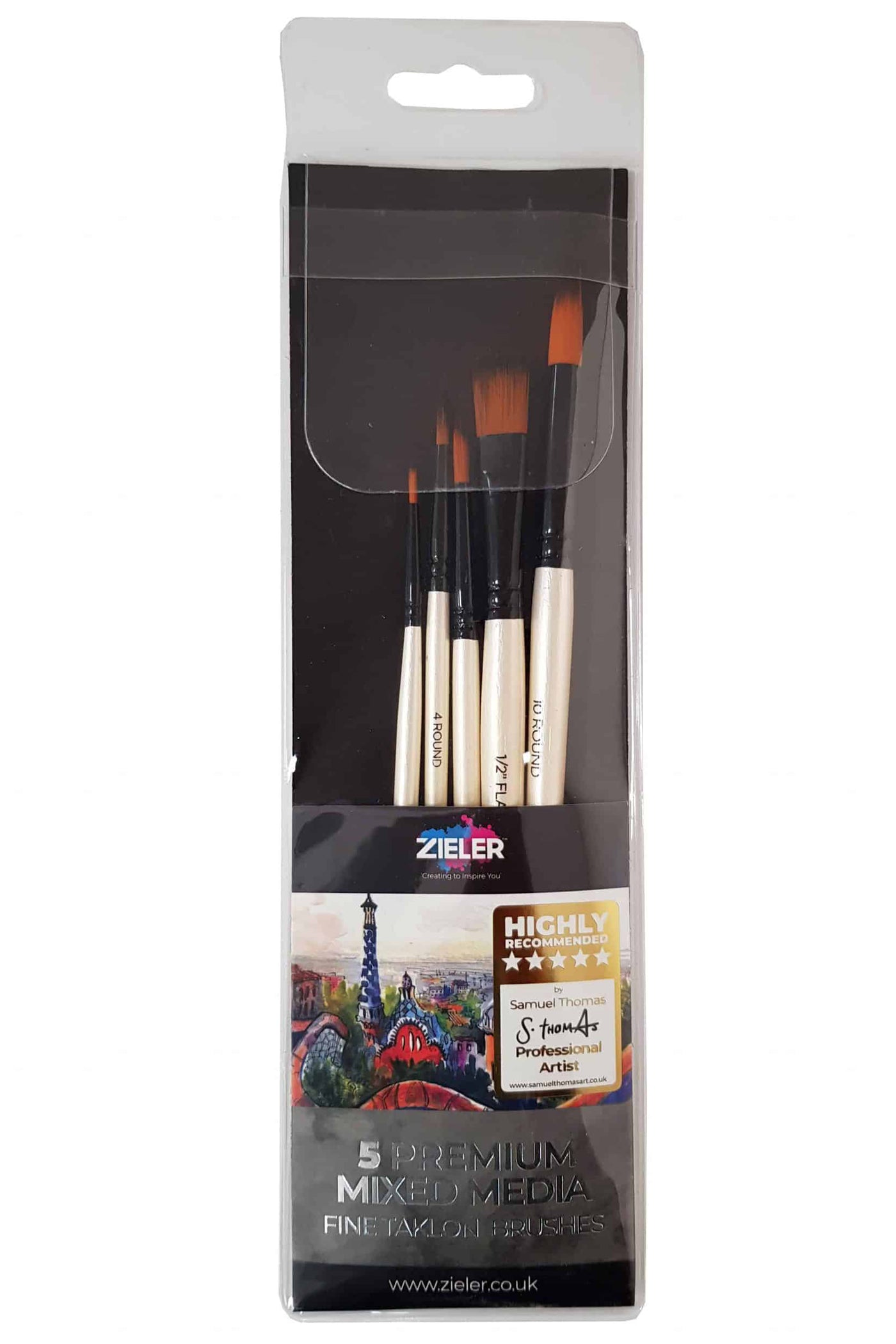 Zieler® Premium Mixed Media Brush Wallet (Set of 5)