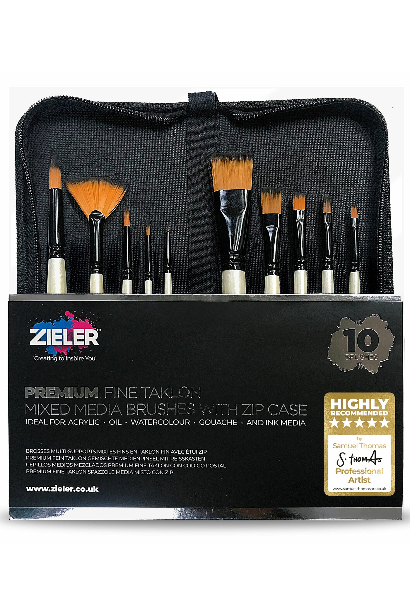 Zieler® Premium Brush Zip Case, Set of 10