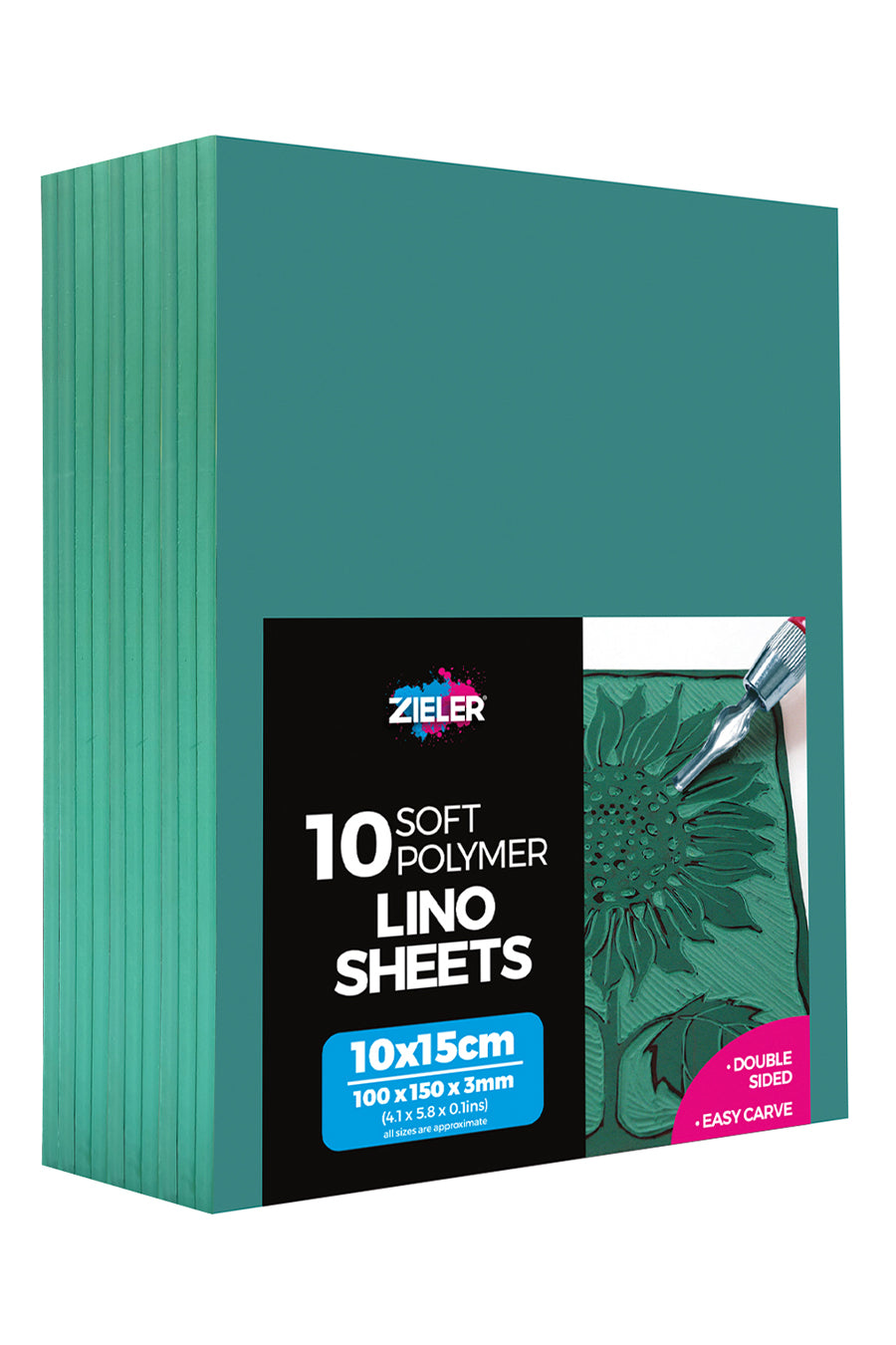 Zieler® 10 x 15cm Soft Cut Lino Printing Bloc Sheets (150mm x 100mm x 3mm), Pack of 10