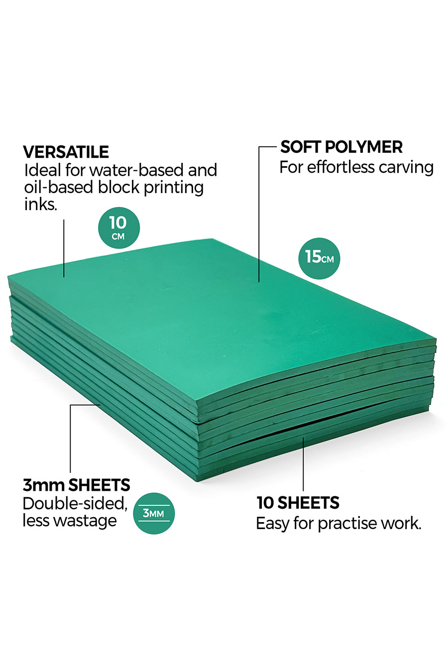 Zieler® 10 x 15cm Soft Cut Lino Printing Bloc Sheets (150mm x 100mm x 3mm), Pack of 10