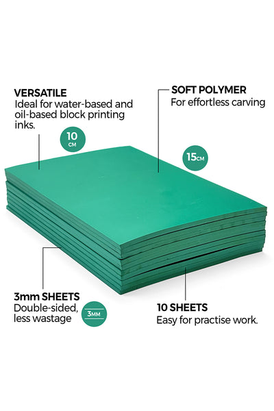Zieler® 10 x 15cm Soft Cut Lino Printing Bloc Sheets (150mm x 100mm x 3mm), Pack of 10