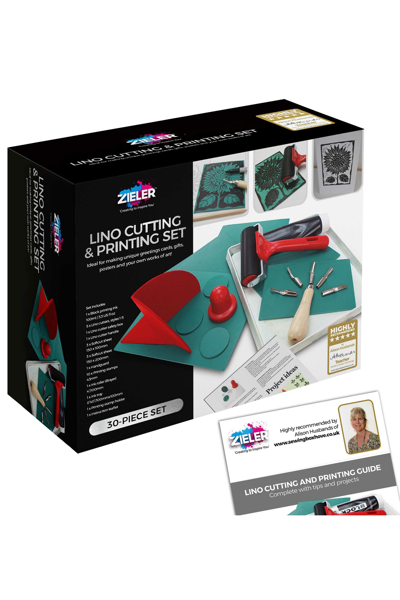 Zieler® Complete Lino Cutting & Printing Kit (30 pcs set)