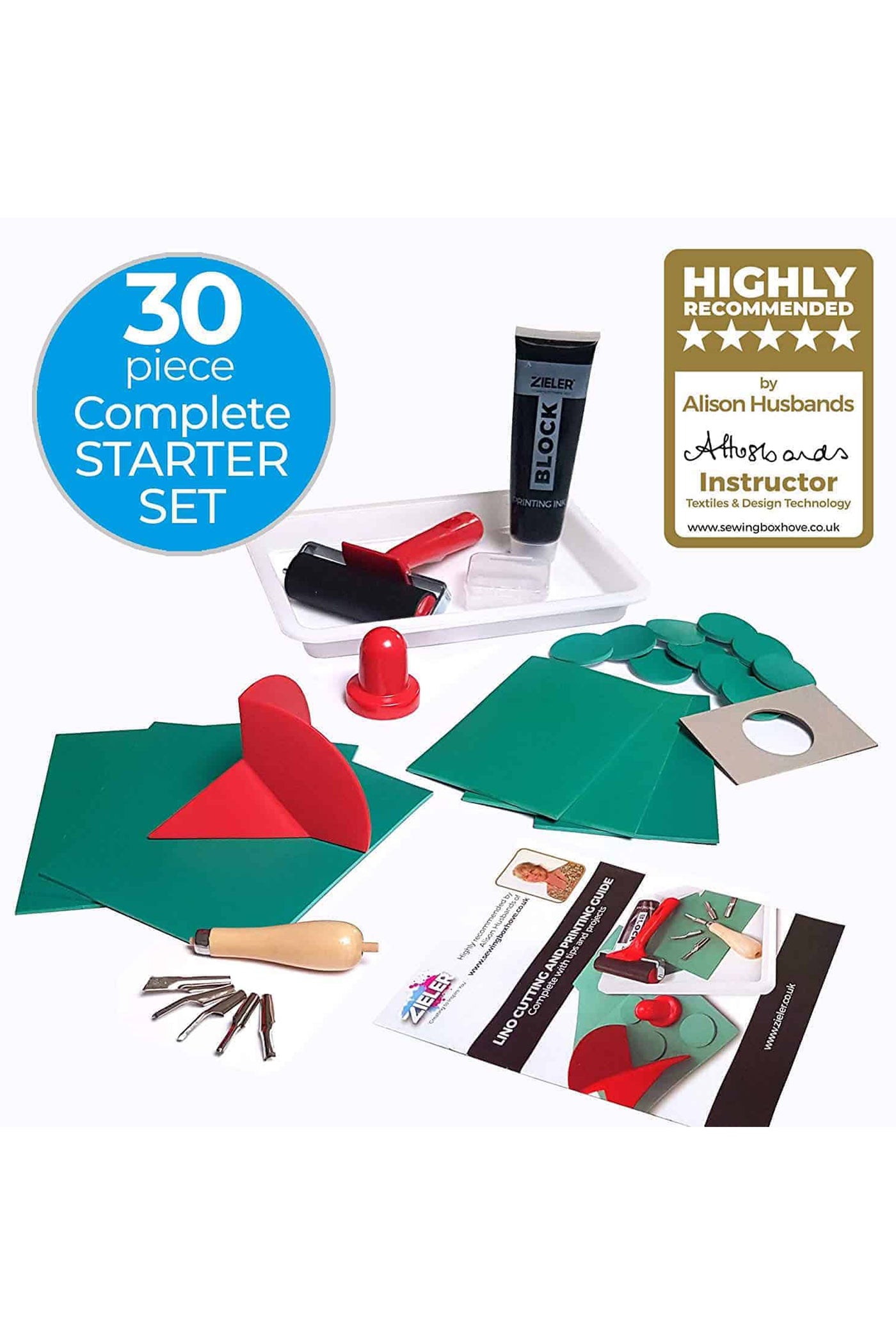 Zieler® Complete Lino Cutting & Printing Kit (30 pcs set)