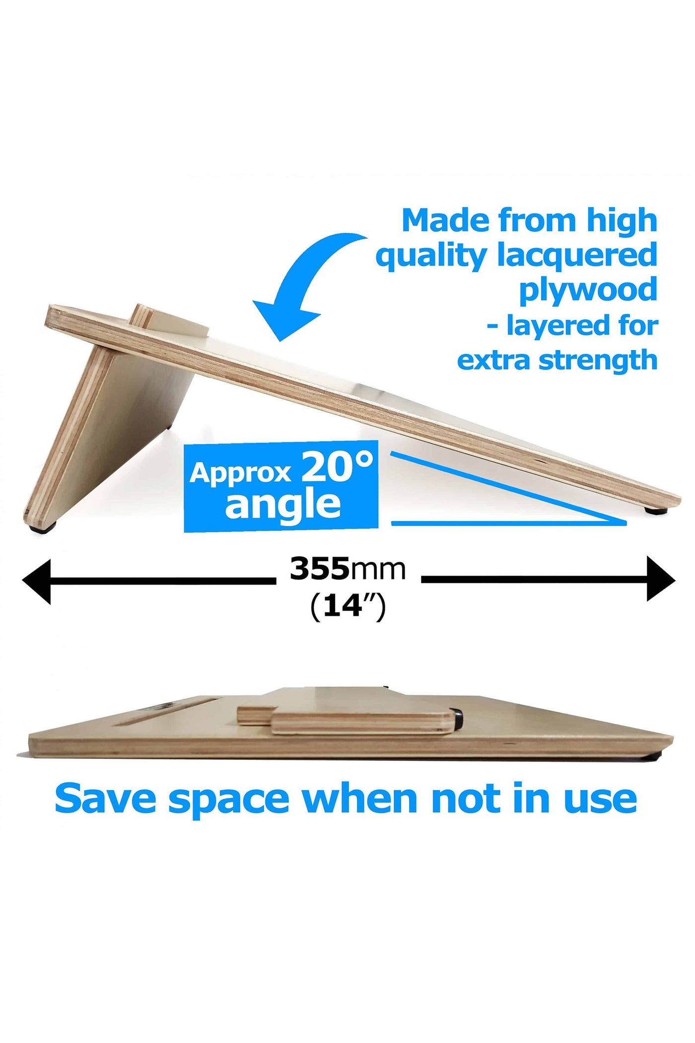 Zieler® Large (A3) Wooden Ergonomic Writing Slope with Grip Mat