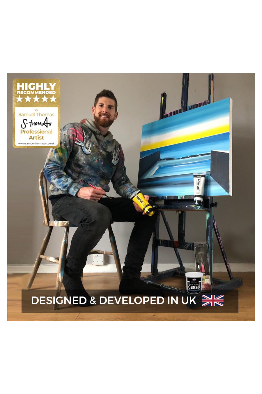 Zieler® Premium White Acrylic High Opacity Gesso, Matt Finish (500ml)