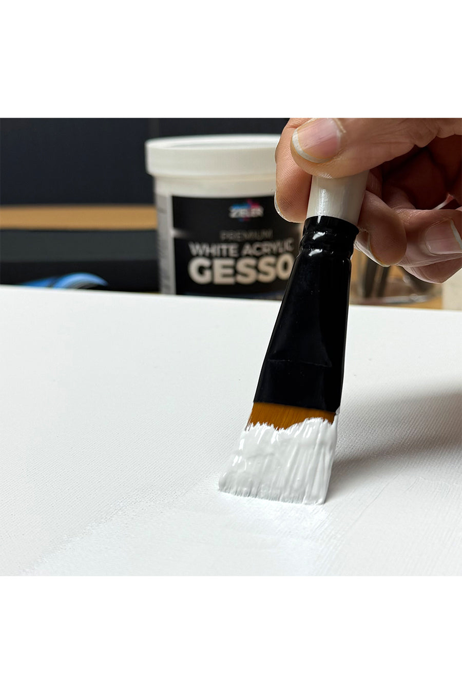Zieler® Premium White Acrylic High Opacity Gesso, Matt Finish (500ml)