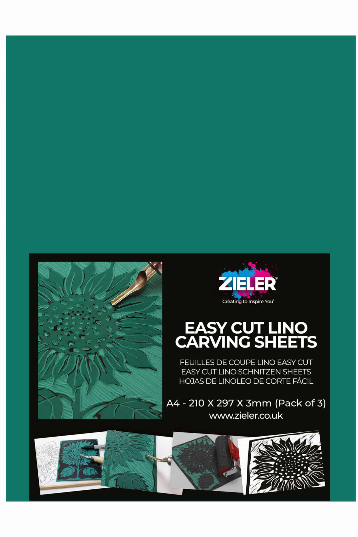 Zieler® A4 Soft Cut Lino Printing Bloc Sheets (297mm x 210mm x 3mm), Pack of 3