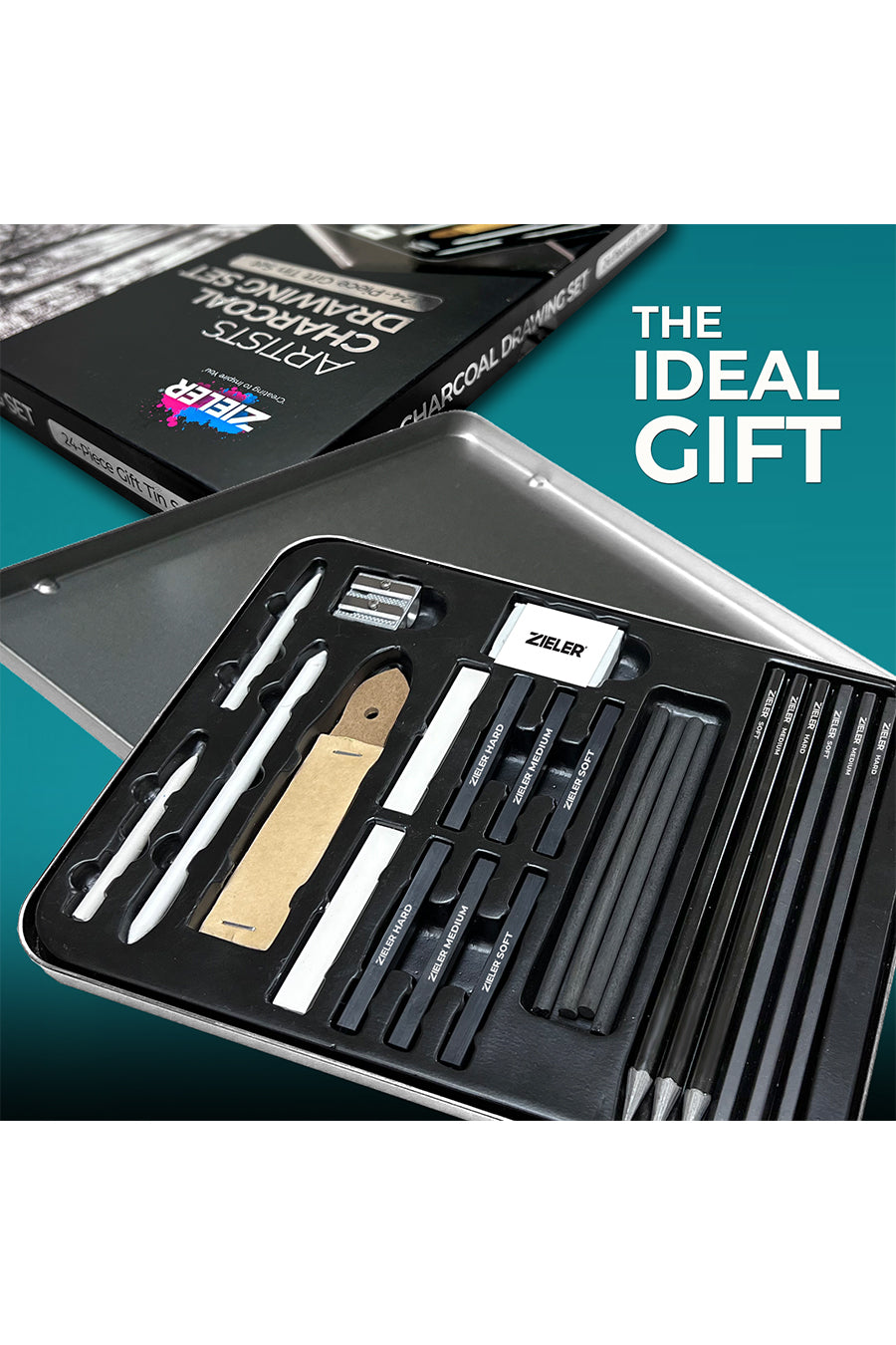 Zieler® 24 Piece Artists Charcoal Drawing Set