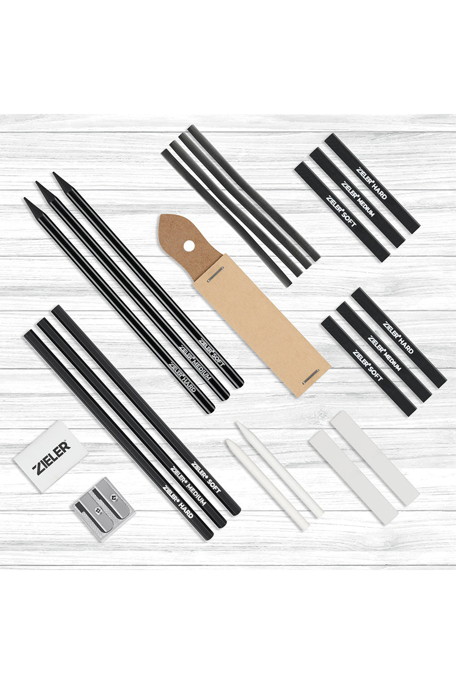 Zieler® 24 Piece Artists Charcoal Drawing Set