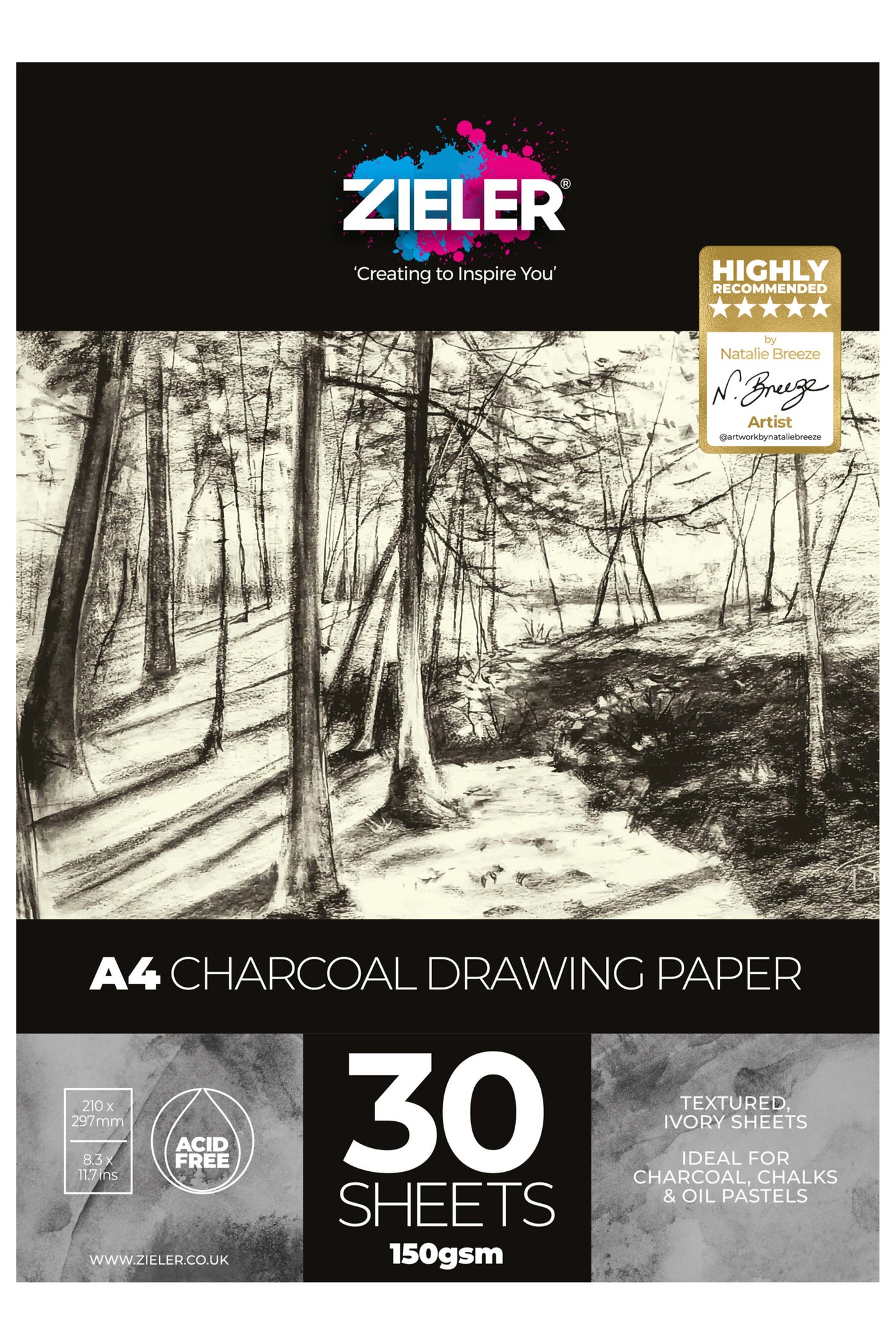 A4 Charcoal Drawing Paper Pad – 150gsm, 30 sheets