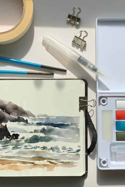Classic Hardcover Art Sketchbook for Pencil, Ink, Charcoal and Pastel Sketching, 80 sheets – 140gsm, 140mm x 207mm Landscape, Black