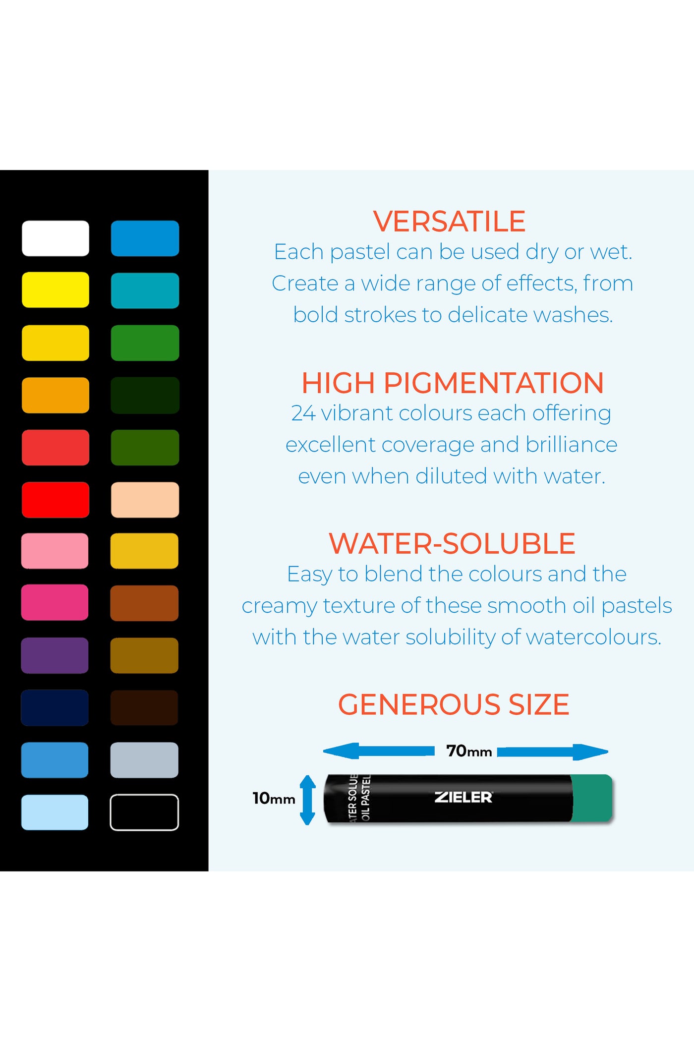 Zieler® 24 Artists Soft Water-soluble Oil Pastels