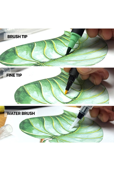 Zieler® 18 Brush & Fine Tip Pens with Water Brush