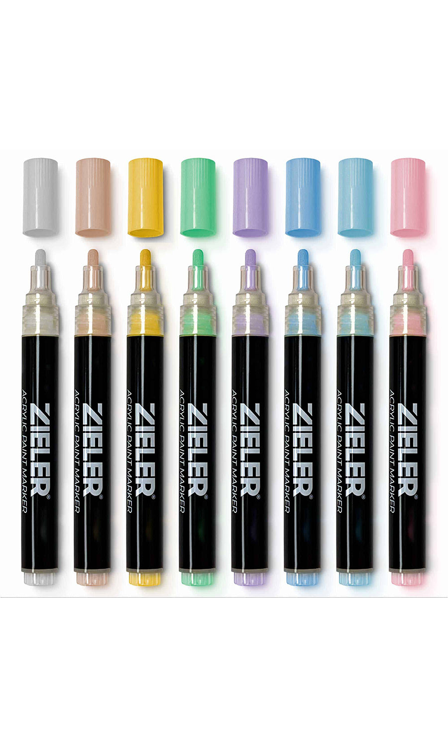 Acrylic Pastel Paint Marker Pens, Medium tip (2.5mm), Set of 8 Assorted Pastel Colors
