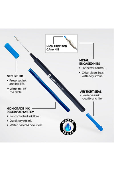 20 Colour Fineliner Pens Set 0.4mm Line Width Assorted Colours