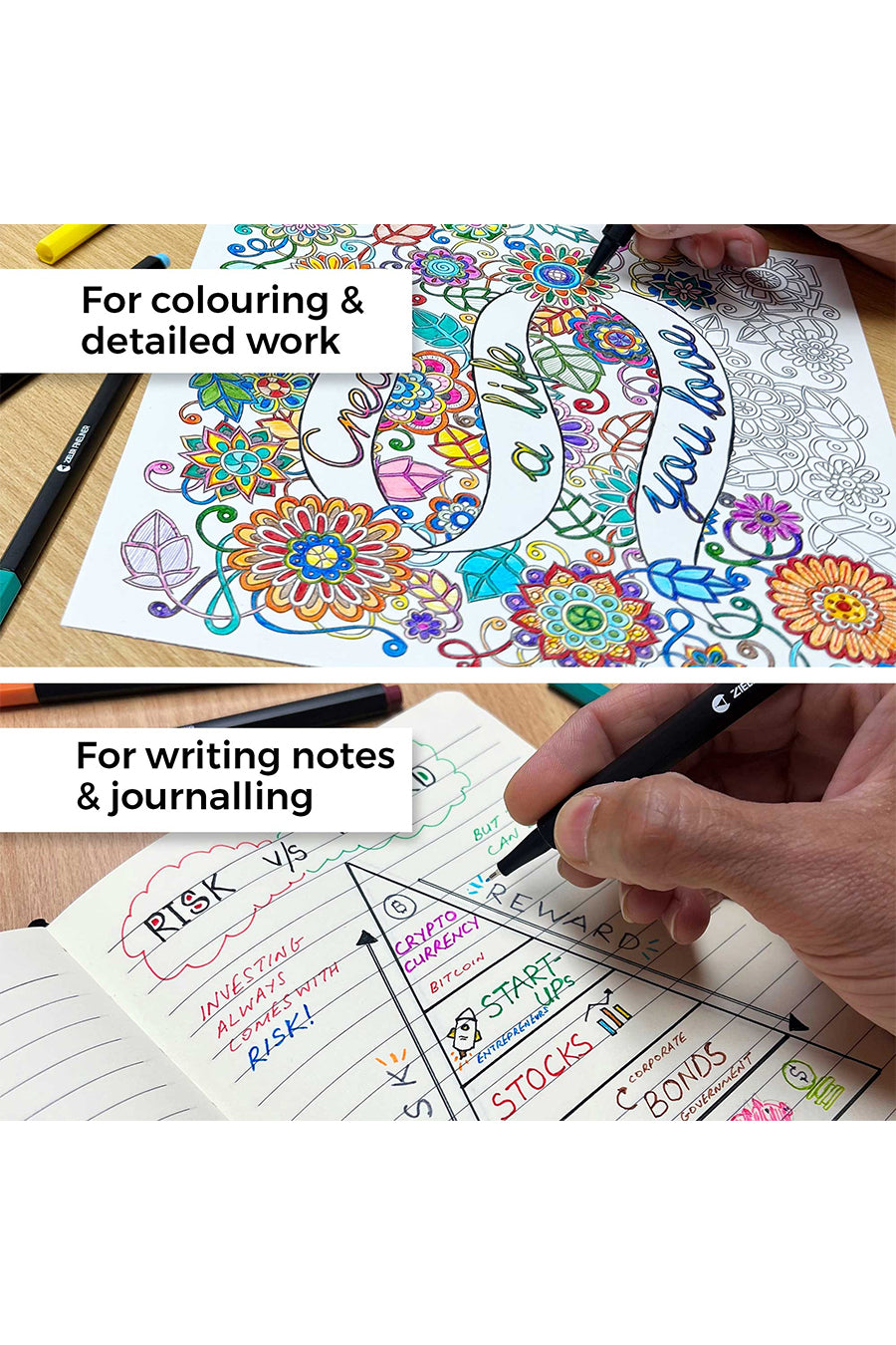20 Colour Fineliner Pens Set 0.4mm Line Width Assorted Colours
