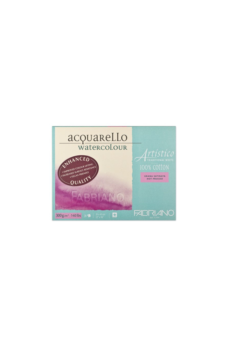 Fabriano Artistico Traditional White Watercolor Block, 140 lb./300 gsm 