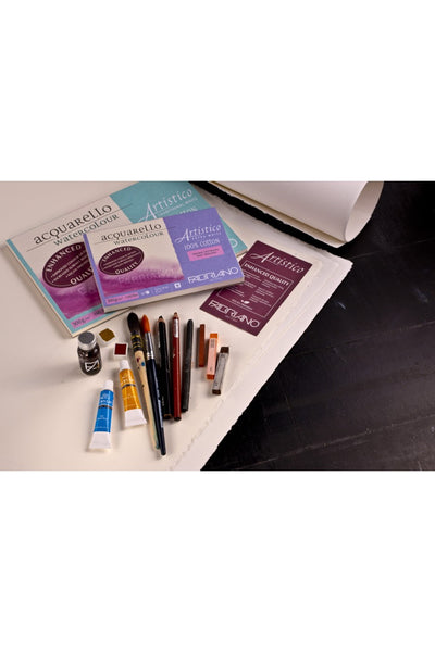 Fabriano Artistico Traditional White Watercolor Block, 140 lb./300 gsm Hot Press, 12" x 18"