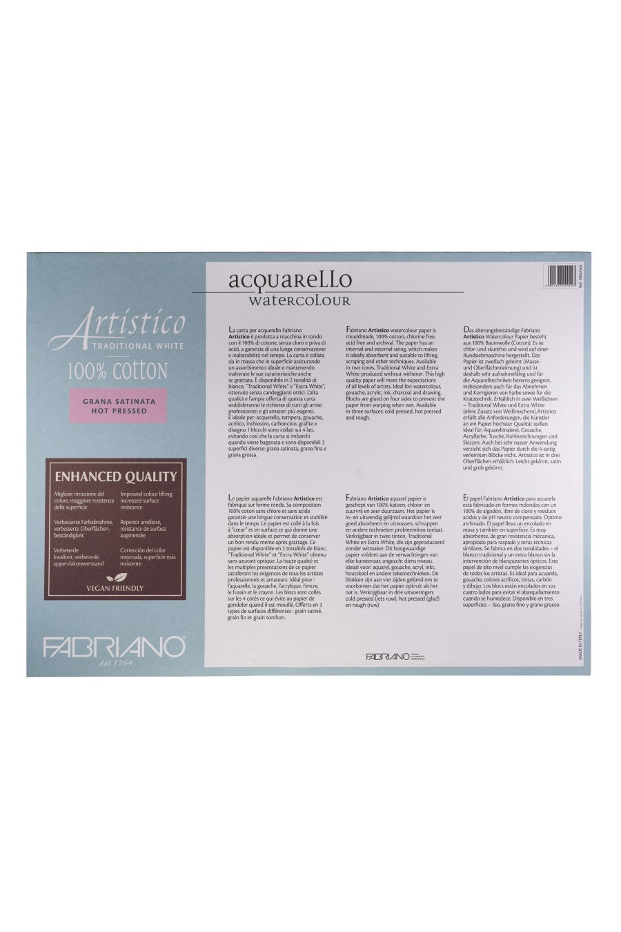 Fabriano Artistico Traditional White Watercolor Block, 140 lb./300 gsm 