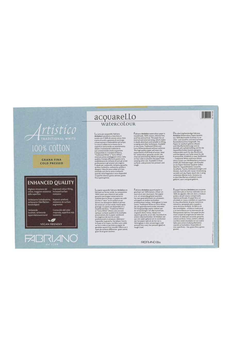 Fabriano Artistico Traditional White Watercolor Block, 140 lb./300 gsm 
