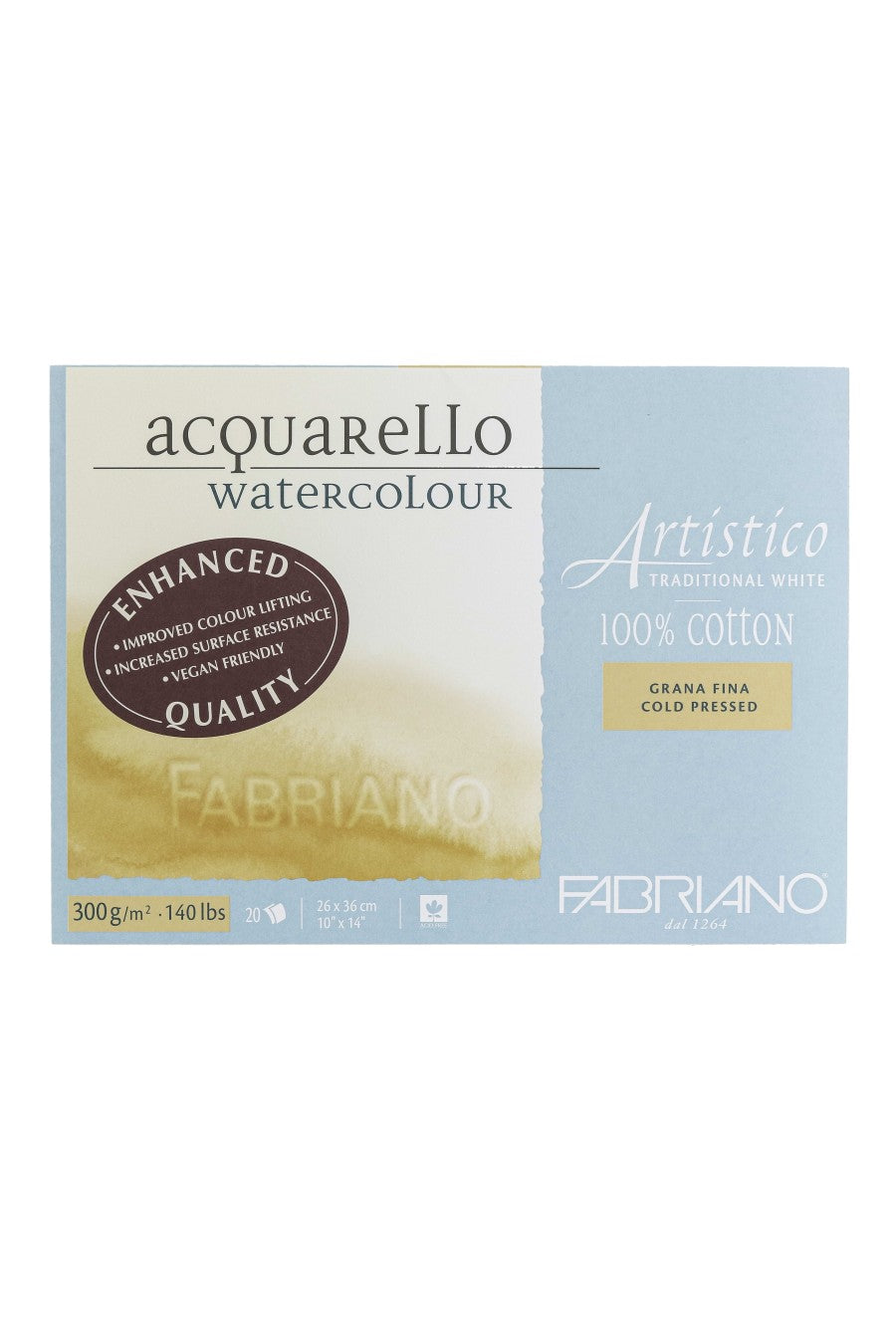 Fabriano Artistico Traditional White Watercolor Block, 140 lb./300 gsm 