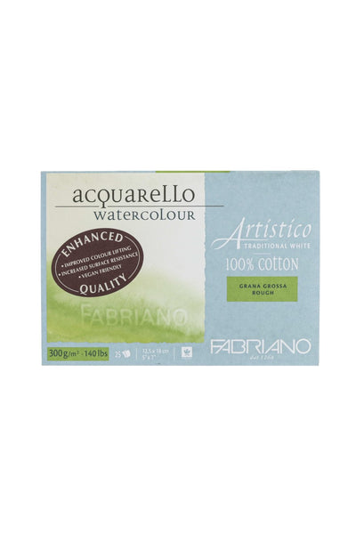 Fabriano Artistico Traditional White Watercolor Block, 140 lb./300 gsm Rough, 5" x 7"