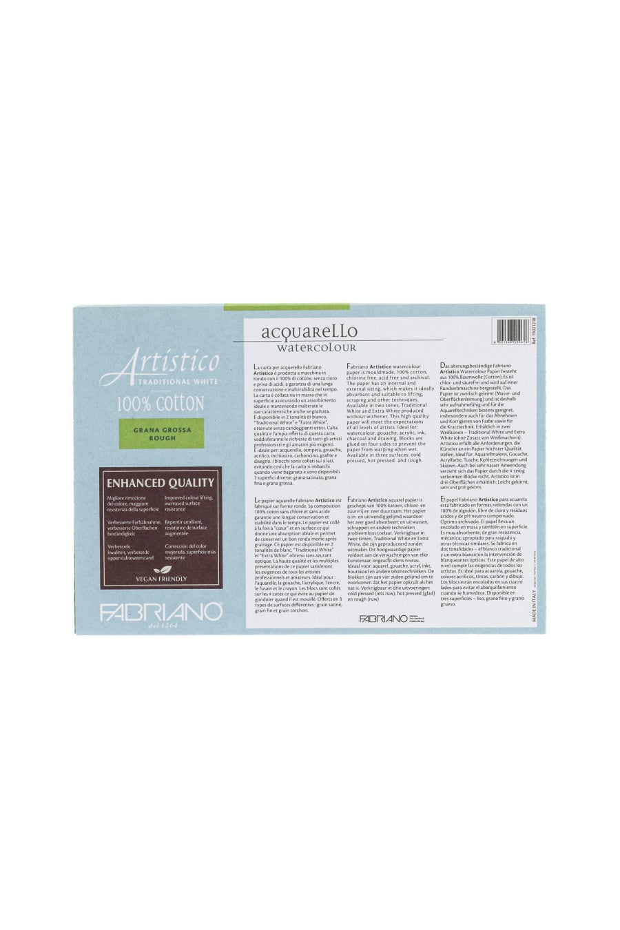Fabriano Artistico Traditional White Watercolor Block, 140 lb./300 gsm Cold Press, 18" x 24"