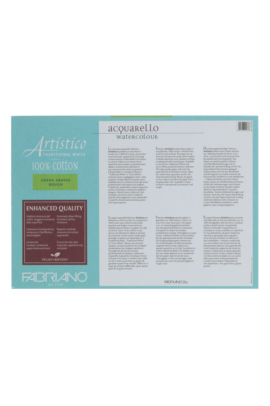Fabriano Artistico Traditional White Watercolor Block, 140 lb./300 gsm 