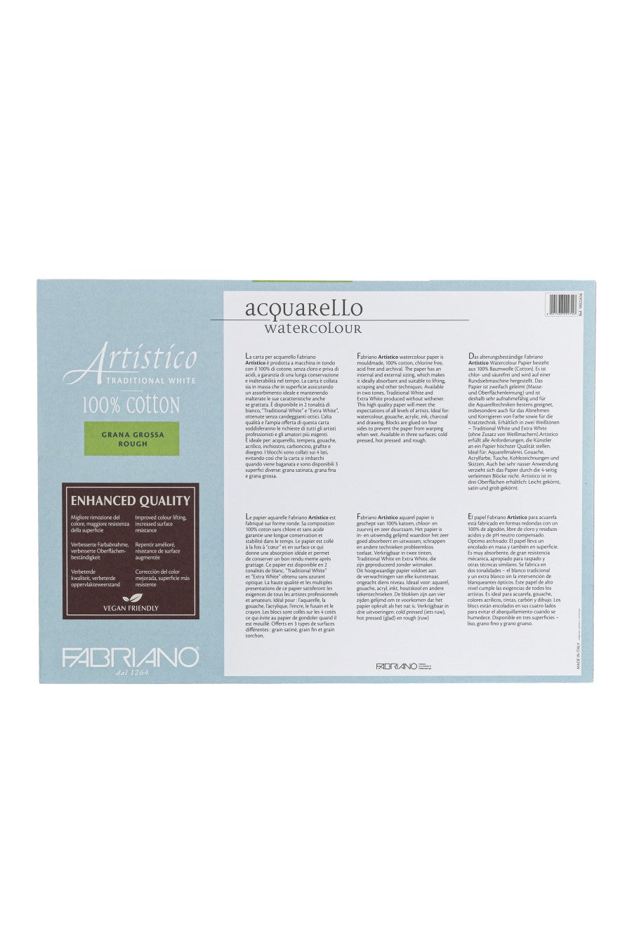 Fabriano Artistico Traditional White Watercolor Block, 140 lb./300 gsm 