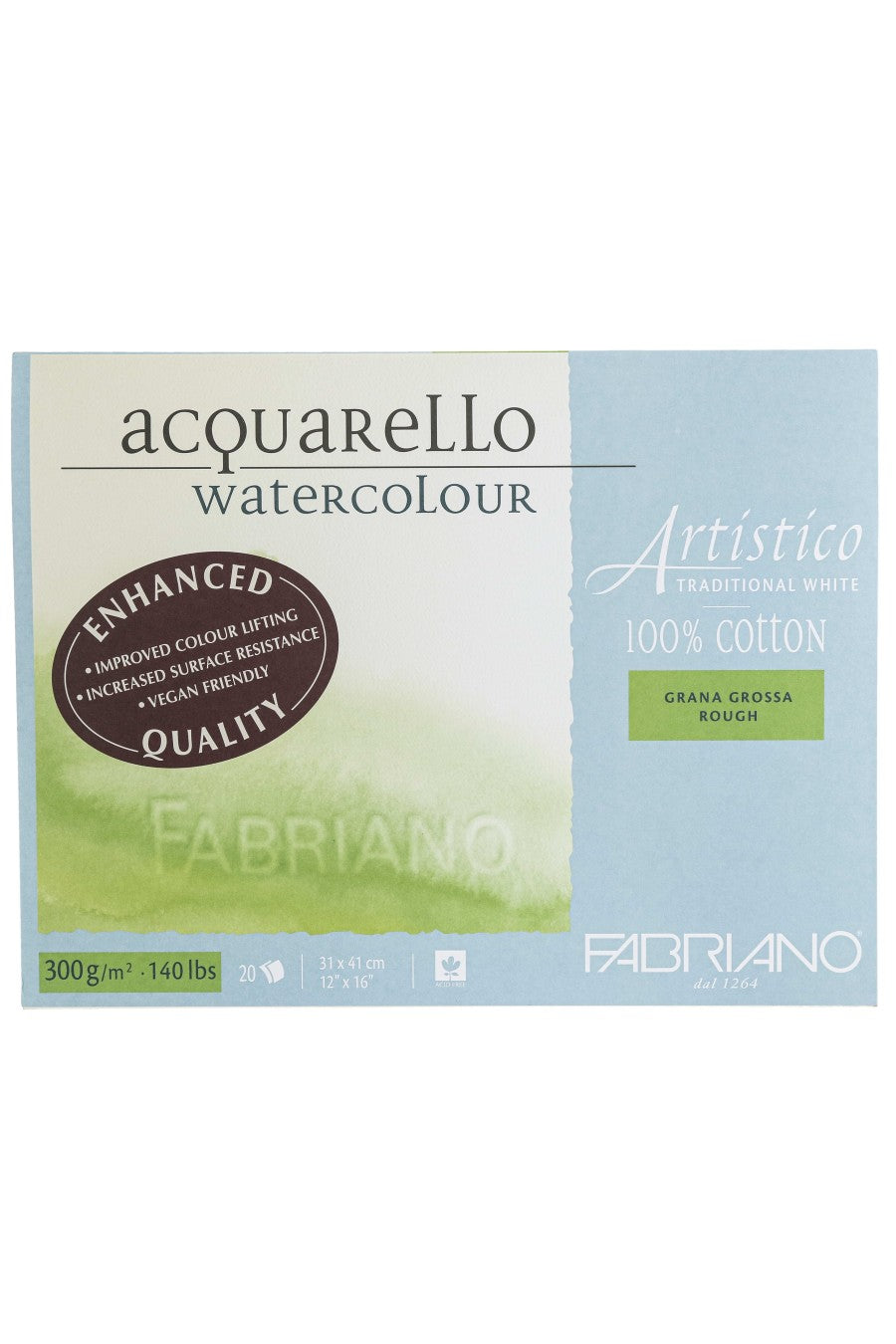 Fabriano Artistico Traditional White Watercolor Block, 140 lb./300 gsm 