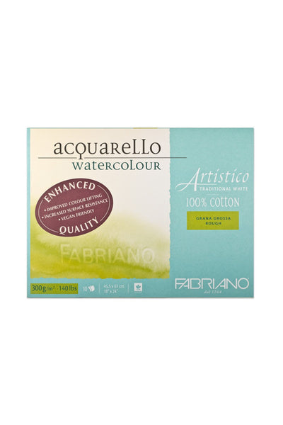 Fabriano Artistico Traditional White Watercolor Block, 140 lb./300 gsm Rough, 12" x 18" 