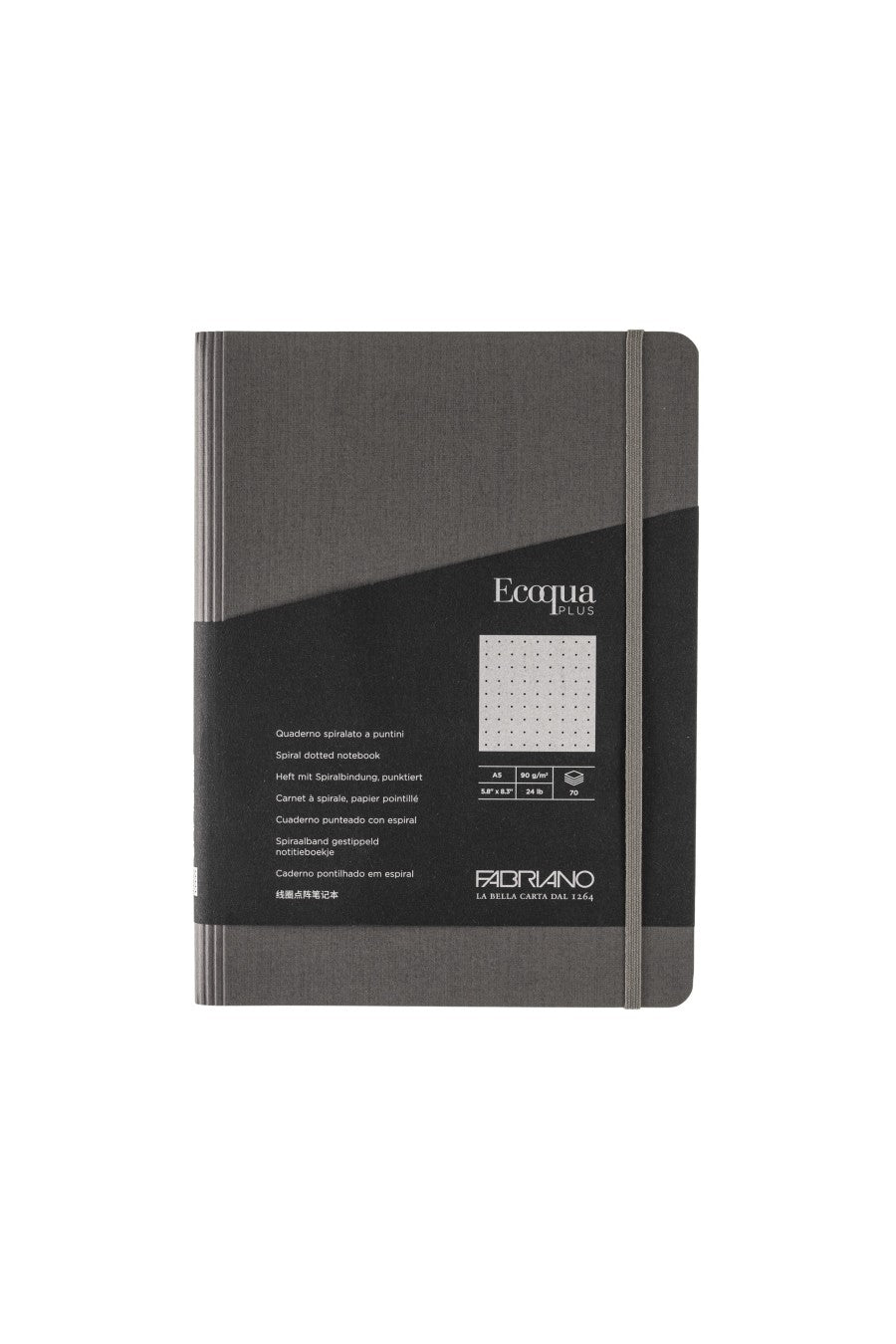 Fabriano Ecoqua Plus Hidden Spiral-Bound Notebook, 5.8" x 8.3", A5 