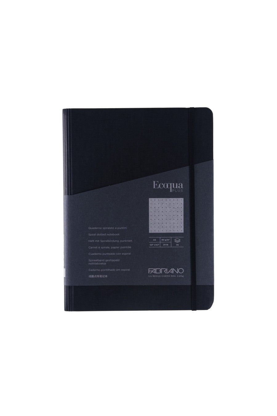 Fabriano Ecoqua Plus Hidden Spiral-Bound Notebook, 5.8" x 8.3", A5 Dotted