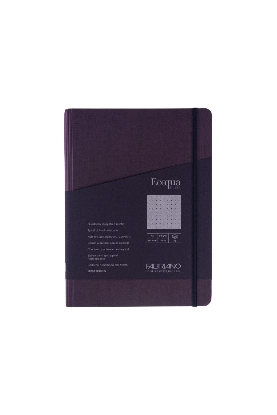 Fabriano Ecoqua Plus Hidden Spiral-Bound Notebook, 5.8" x 8.3", A5 Dotted