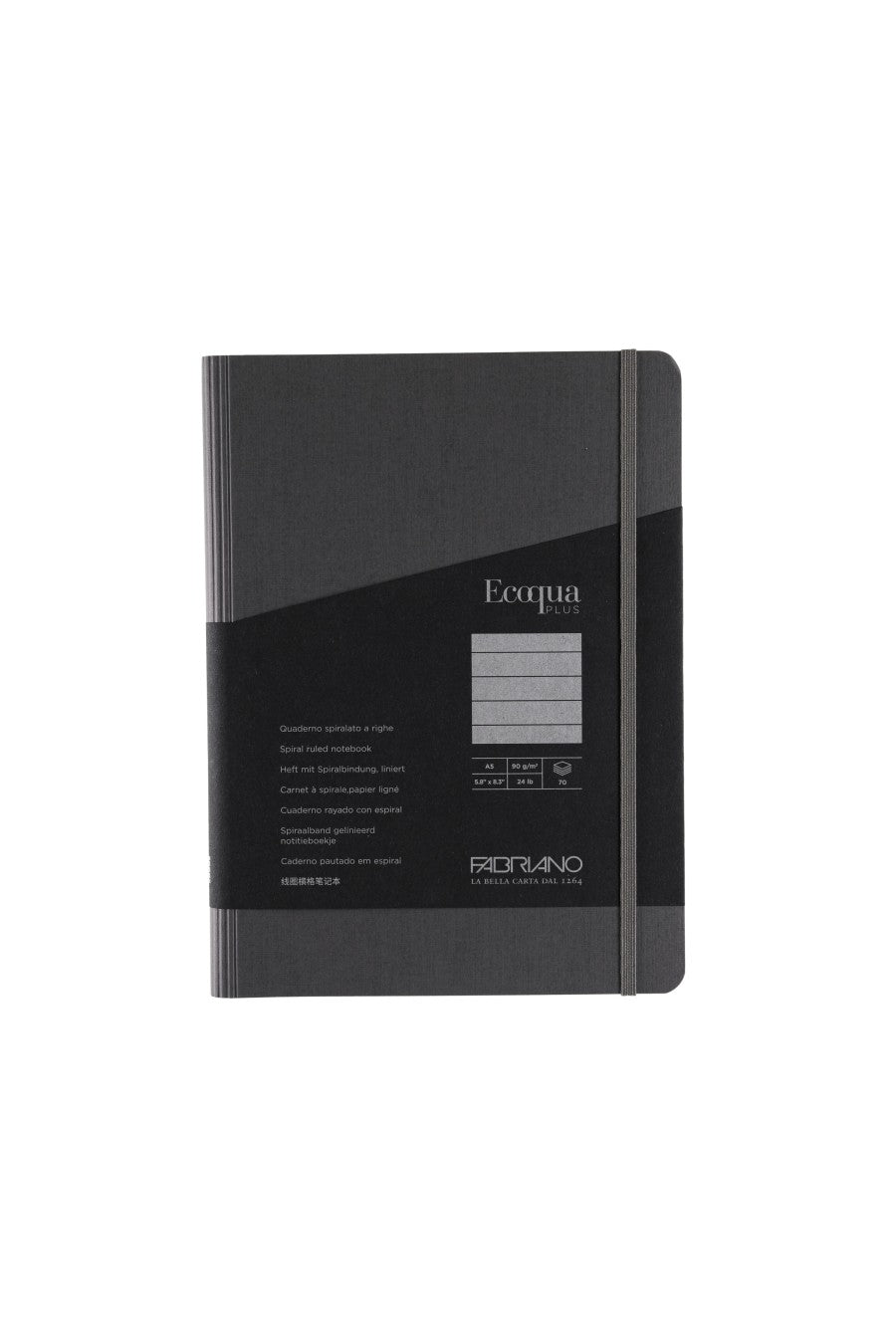 Fabriano Ecoqua Plus Hidden Spiral-Bound Notebook, 5.8" x 8.3", A5 